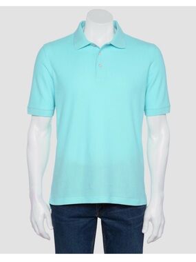 Croft & Barrow Relaxed Short Sleeve Aqua Pique Polo Shirt Size Medium